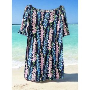 Lilly Pulitzer Ruffle sleeve‎ Navy Pink Floral cotton mini Dress Size Small